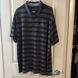 Under Armour Black and Gray Striped Polo Shirt